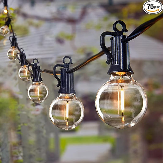 Brightown LED Outdoor String Lights - 150FT Patio Lights with 75 Shatterproof Clear Dimmable Edison Bulbs, Waterproof Connectable Hanging Lights for Outside Backyard Porch Party Christmas Decoration