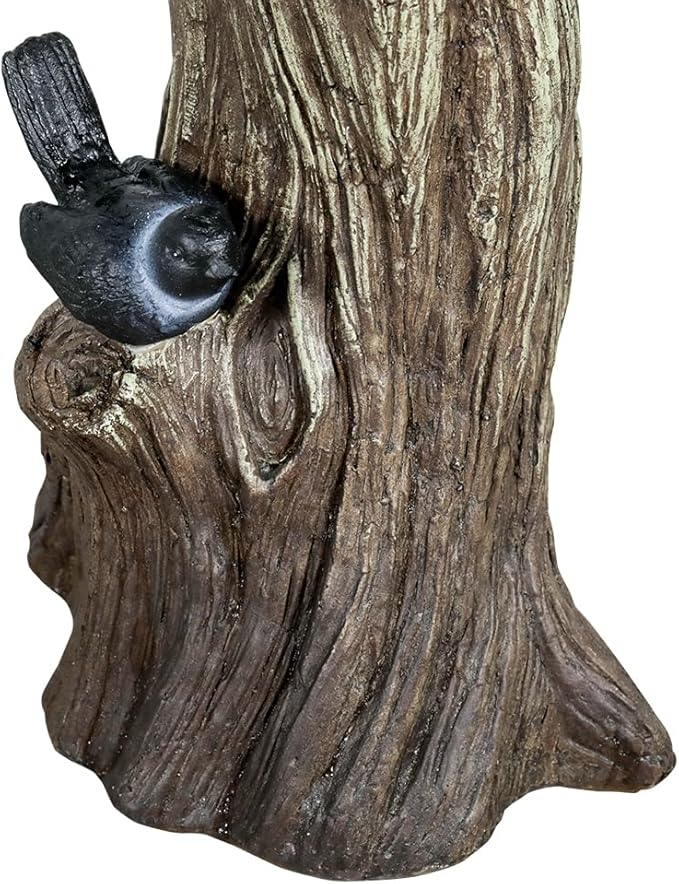 23" H Concrete Birdbath for Outdoor Garden with a Fake Bird Decor - Freestanding Trunk Like Bird Bath for Outside Garden Patio or Yard Decor