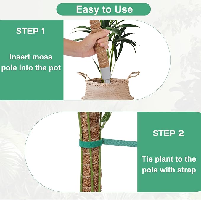 1 Pack Moss Pole, 40 Inch Monstera Plant Support, Moss Poles for Climbing Plants Indoor DIY, Coco Coir Plant Pole Moss Plant Stick Support Stake Kit for Potted Plants, Pothos, Philodendron