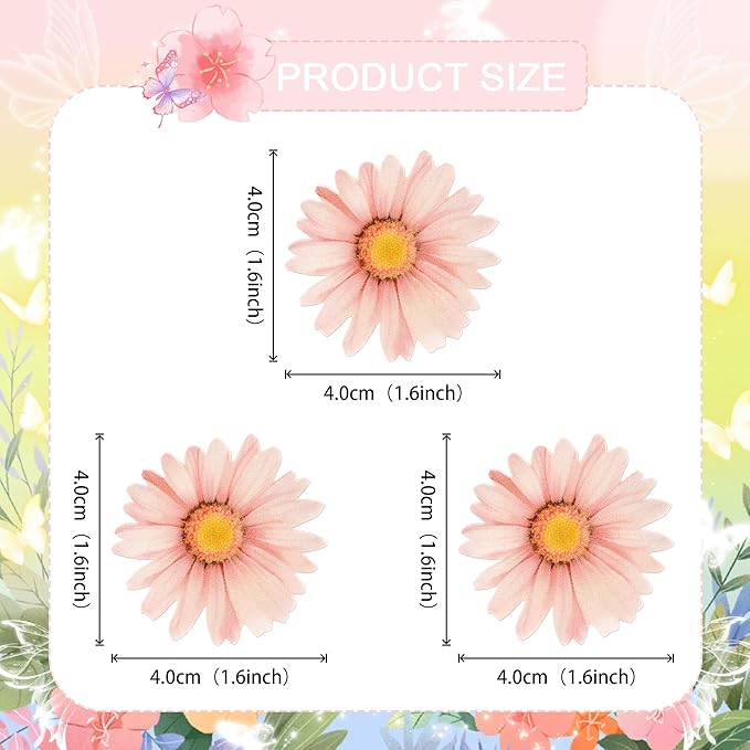 60 PCS Edible Daisy Cupcake Toppers Wafer Paper Daisy Cupcake Picks Edible Sunflower Birthday Party Decorations for Baby Shower Wedding Engagement Birthday Party Cake Food Decorations Supplies Pink