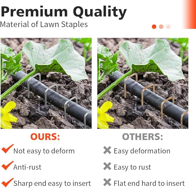 Landscape Staples, 50 Pcs Galvanized Garden Stakes, U-Shaped Tent Stakes, 6 Inch 11 Gauge Plant Cover Stakes, Anti-Rust Ground Sod Pins Yard Stakes for Landscape Weed Barrier Irrigation Tubing