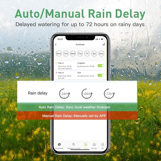 RAINPOINT WiFi Water Timer Hose Timer - Smart Garden Hose Faucet Timer with Weather Aware/3 Irrigation Plan/Automatic Rain Delay - APP Voice Control Sprinkler Valve Timer with WiFi Hub