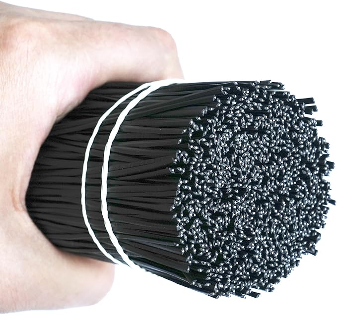 1000 pcs 6 inch Black Cable Twist Ties Plastic Twist Ties with Rugged Metal Innercores Reusable Fastening Cable Cord Wire Ties