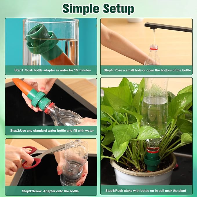 Terracotta Plant Watering Spikes Self to Use with Cola Bottles Houseplant Watering Stakes Automatic Irrigation System(Terracotta,5 Pack)