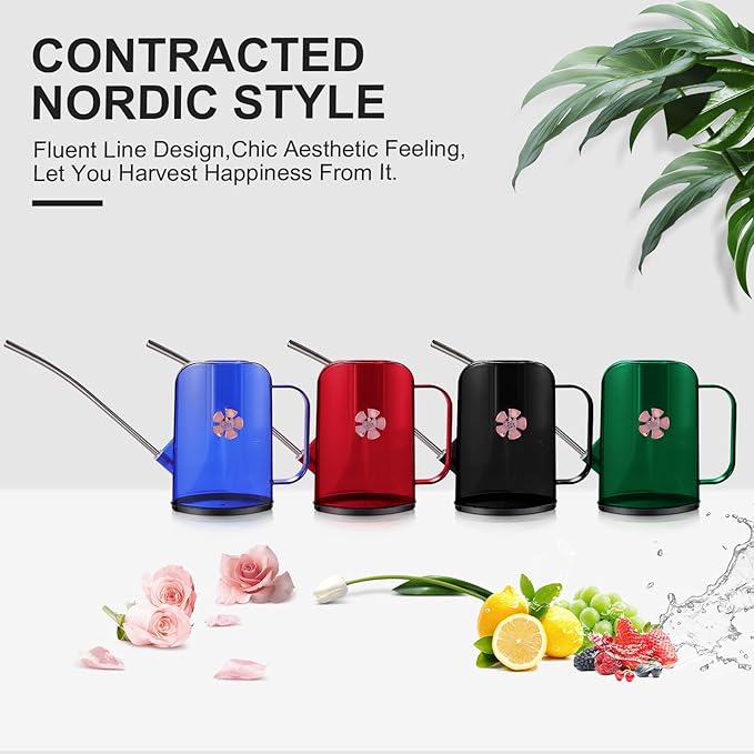 Watering Can Indoor for House Plants Small Watering cans with Long Spout Flower Model Sprinkler Head 1.2L (Black Coffee, 1.2L)