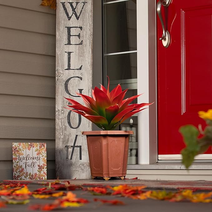 Velener Fall Fake Agave Artificial Plant, Red Fake Succulent Plant for Room Decor, Unpotted Faux Agave Stems Plant for Fall Outdoor/Indoor Decor, 18 inches, Set of 2