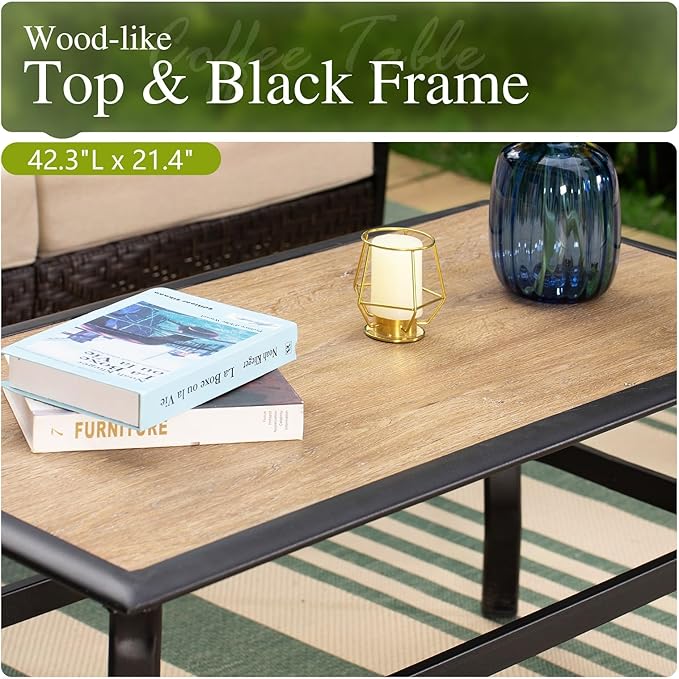 Sophia & William Patio Furniture Set, Outdoor Metal Conversation Set 9 Seats with 3-Seater Sofa, 2 Swivel Chairs, 1 Loveseat, 2 Ottoman, 1 Coffee Table for Seating, Lawn Porch Backyard,Beige