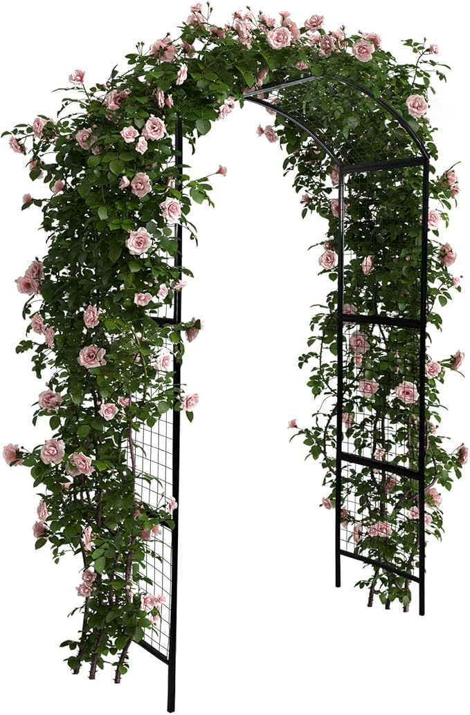 1 PC Metal Garden Arch Garden Trellis for Climbing Plants, Vines, Roses, Outdoor Pergola Trellis with Stake, Wide Garden Archway Arbor Trellis for Lawn Wedding Bridal Party Decor Ceremony