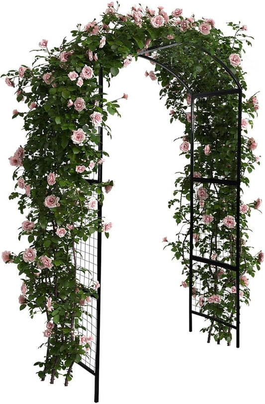 1 PC Metal Garden Arch Garden Trellis for Climbing Plants, Vines, Roses, Outdoor Pergola Trellis with Stake, Wide Garden Archway Arbor Trellis for Lawn Wedding Bridal Party Decor Ceremony