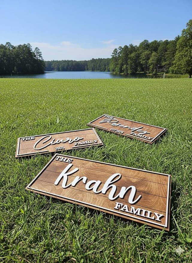 Personalized Family Name Sign - Custom Last Name Wood Decor Plaque, 20x7 in Rustic Farmhouse Style Wedding Gift, Housewarming Gift, Custom Wooden Hanging with Established Date, Small Art for Living Room or Entryway