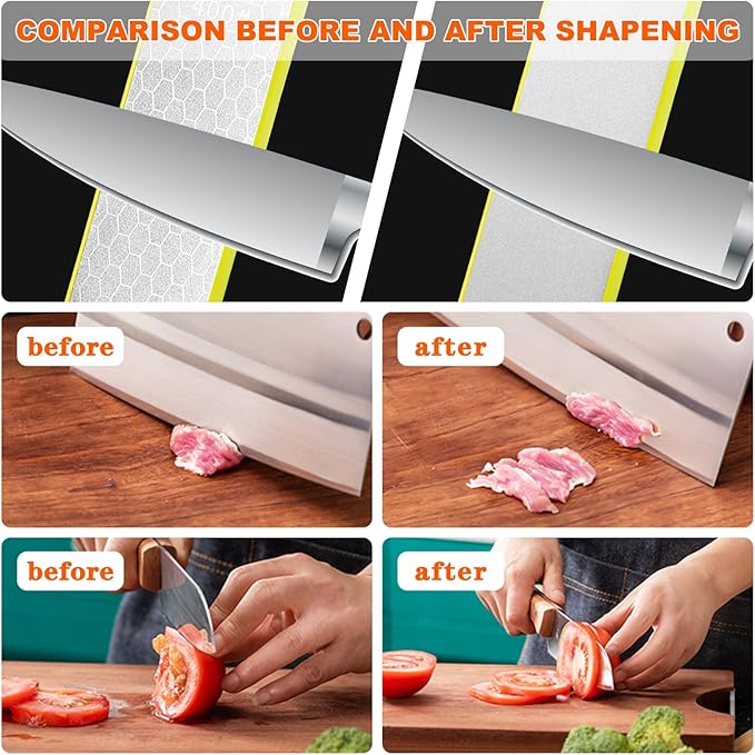 Diamond Sharpening Stone,400/1000 Grit Handheld Double-Sided Diamond Sharpener 5 in 1 Honeycomb Surface Knife Sharpener Plate Whetstone with Ceramic & Tungsten Steel Scissor Slot,Green