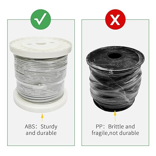 3/38" Wire Cable Rope Kit ，Vinyl Coated 304 Stainless Steel Wire – 300FT 7x7 Strand Cable with Turnbuckles，Shade Sail & Hanging Lights Hardware Kit for Outdoor, Garden,Patio, Crafts,