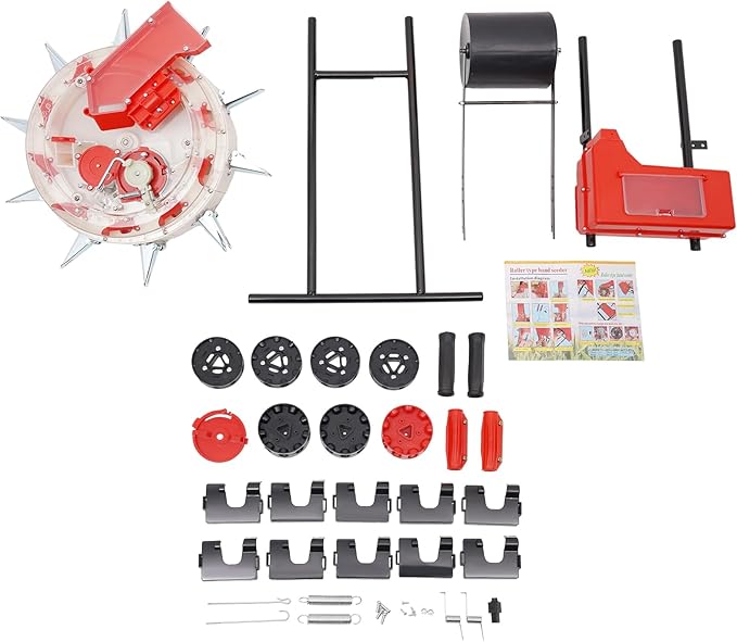 Garden Seeder, Manual Seeder Hand Seed Spreader Handheld Seeding Machine with 10 Seeding Nozzles, Hand-Push Roller Seed and Fertilizer Applicator for Planting Corn Soybean Peanut
