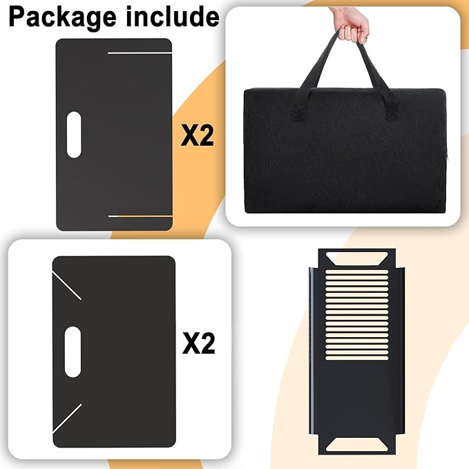 18 inch Fire Pit, Outdoor Portable Firepit with BBQ Tray, Detachable Camping Steel Fire Pits for Backyard, Patio, Picnic, Bonfire, Garden (Black-Small)