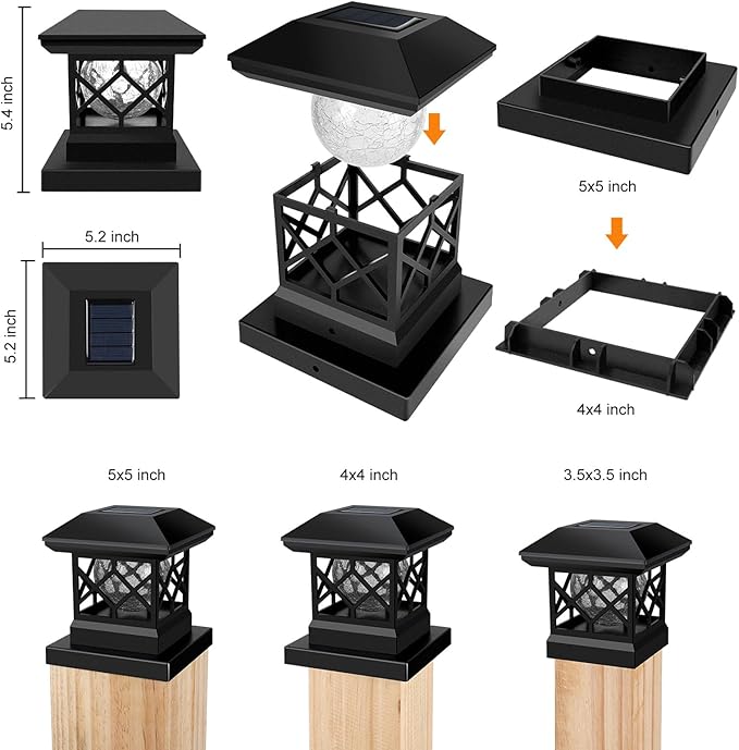 TWINSLUXES Solar Post Cap Lights Outdoor - Waterproof LED Fence Post Solar Lights for 3.5x3.5/4x4/5x5 Wood Posts in Patio, Deck or Garden Decoration Warm Light… (12 Pack)