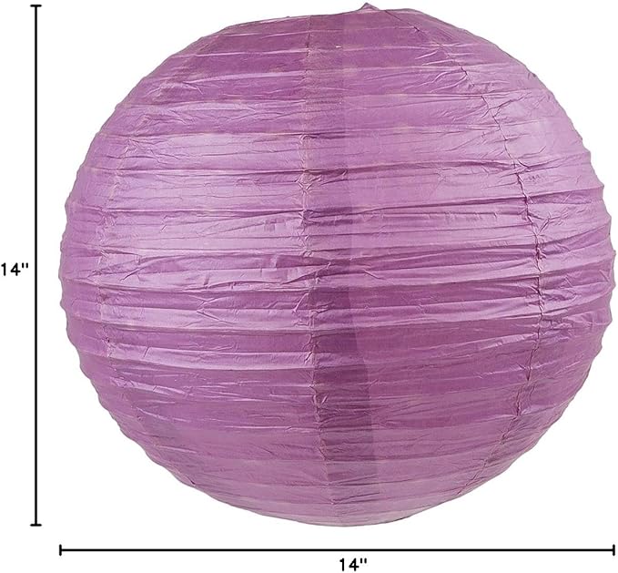 WYZworks - Round Paper Lanterns 10 Pack (Purple Plum, 14") - Hanging Paper Lanterns Lamp for Wedding, Birthday, Party and Home Decorations with 8", 10", 12", 14", 16" Option