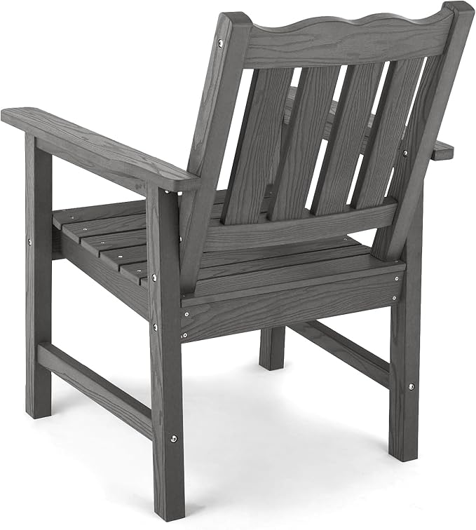 Stoog All-Weather Outdoor & Garden Chair, Patio Dining Chairs with 400 lbs Weight Capacity, Curveback Patio Chair for Backyard, Porch, Pool and Deck, Grey