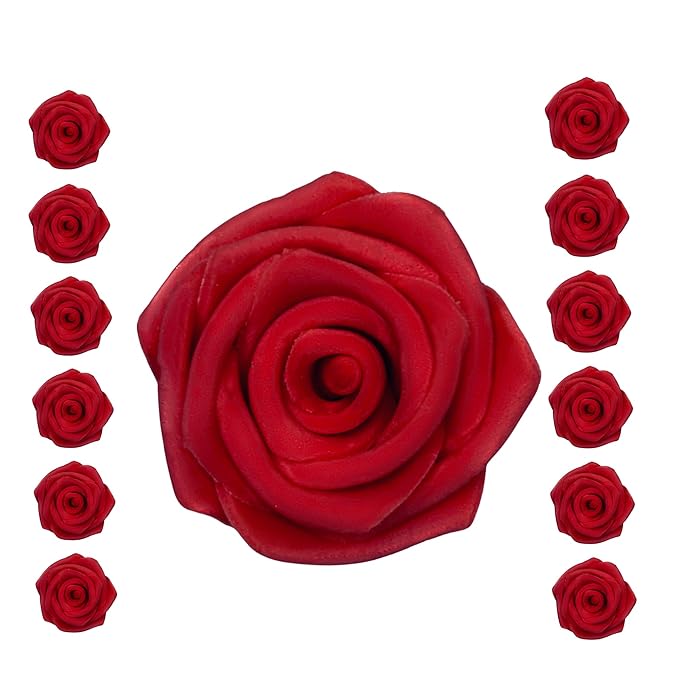 Confect Edible Rose Cake Toppers – Edible Roses for Cupcake & Cake Decorations- Vegan, Gluten-Free, Dairy-Free, Palm Oil-Free -Edible Viva Magenta Roses - Pack of 12