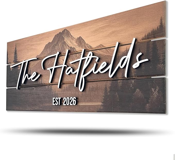 Personalized Custom Wood Name Sign for Home, Office, Nursery, Wedding, Babby Shower, Modern Rustic, Plywood, Small