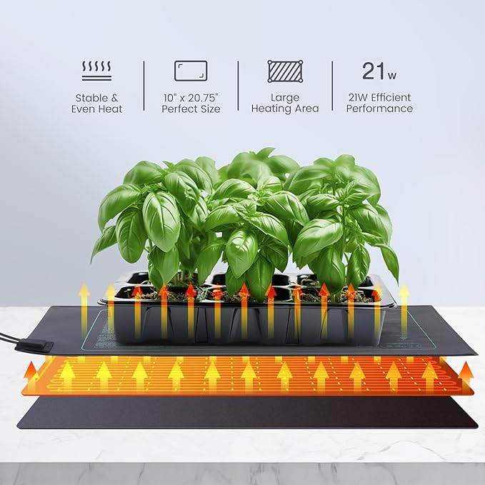 LUXBIRD 4 Pack Daisy Chain Seedling Heat Mats for Indoor Plants, Green Houses, Germination, Hydroponic Garden, Waterproof Durable (LB-HMDC-04)