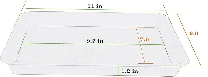 Plant Saucer Growing Tray, Seed Starter Tray Rectangular, Heavy Sturdy Plastic Planter Saucers Drainage Trays, Plant Drip Trays for Pots, Seed Starter Growing Pots (11 x 9 inch, 2 Pack)