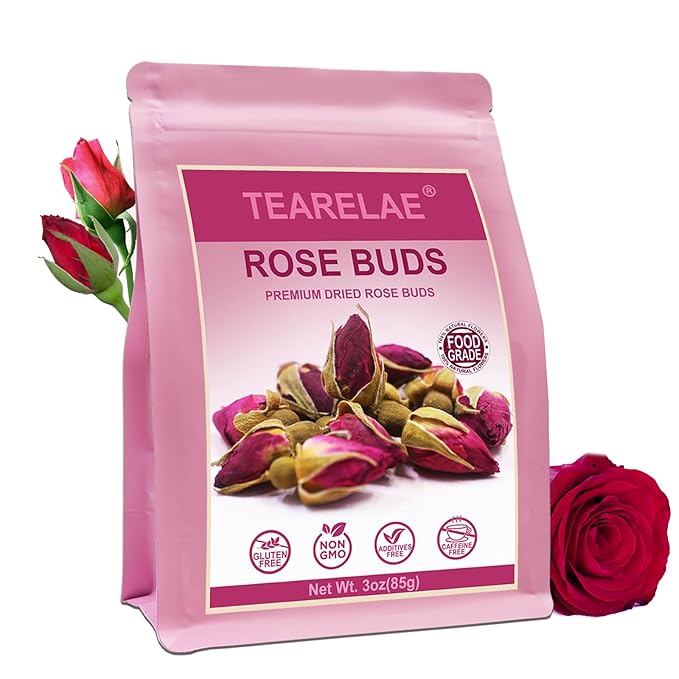 TEARELAE - Premium Dried Rose Buds - 100% Pure Natural Dried Roses Edible Flowers 3oz/85g - Culinary Rosebud for Rose Tea, Baking, Candle Making, Soap Making and Handicraft