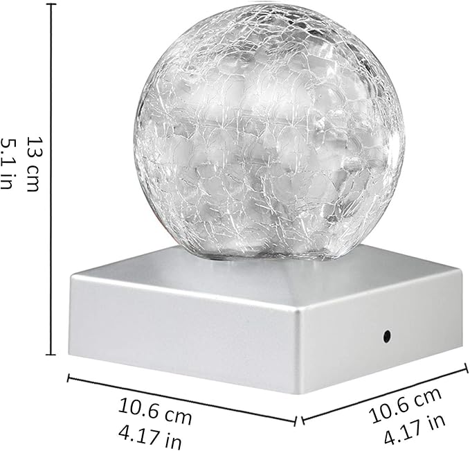 Solar Fence Post Cap Light, 4x4, Color Changing, Waterproof, Outdoor, Wooden or Vinyl Post, Garden Lights, Solar Powered, Crackle Glass Design