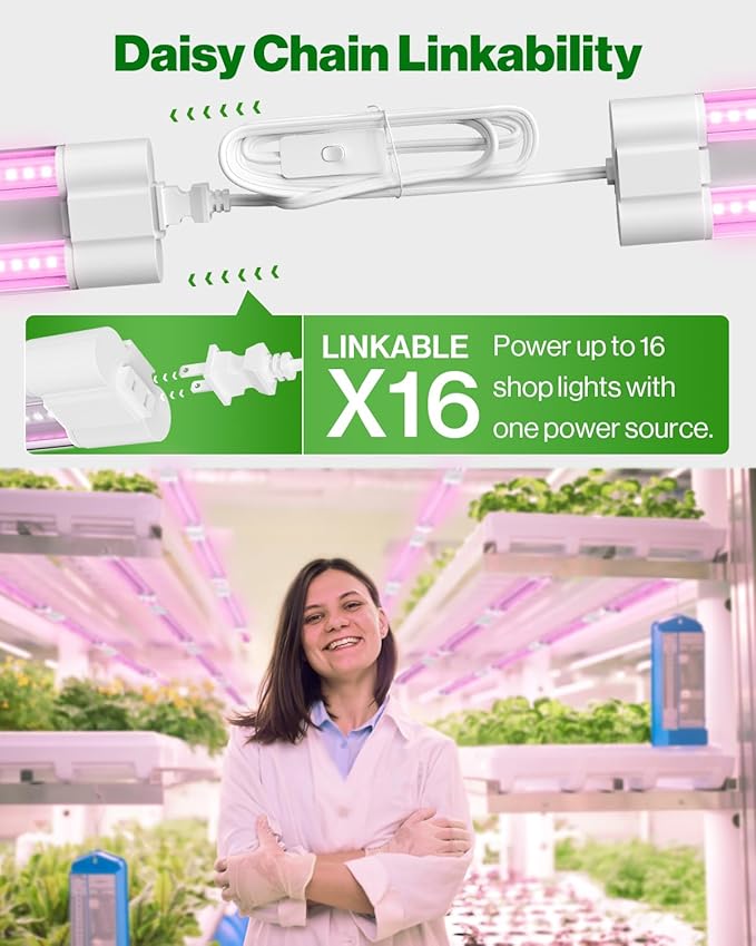 Sunco 1ft Grow Light LED, 10W, Full Spectrum, for Seed Starting, Seedling, Indoor Plants, Plug in Suspended Fixture, Link Up to 16, Inline Switch, ETL 2 Pack