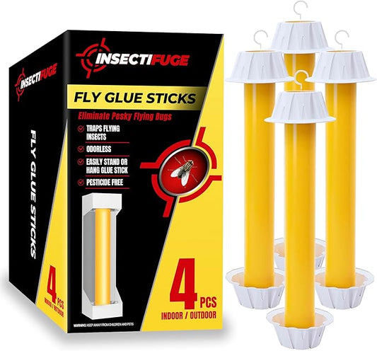 4Pcs Fly Stick Sticky Fly Traps for Indoor and Outdoor - Odorless Fruit Fly Catcher Trap for Home, Strips Indoor Sticky Hanging, Paper for Home Tape Outdoor