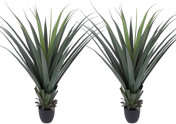 Artificial Spiked Agave Plant 40inch Faux Agave Plants for Front Porch Patio Indoor Outdoor Home Office Decor (2PACK)