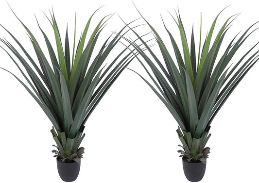 Artificial Spiked Agave Plant 40inch Faux Agave Plants for Front Porch Patio Indoor Outdoor Home Office Decor (2PACK)