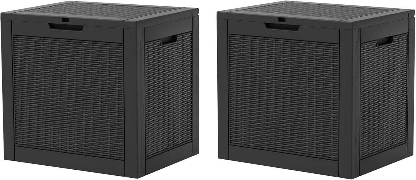KAMABOKO 31 Gallon Outdoor Storage Box 2 Pack All-Weather Deck Box for Patio Furniture, Package Deliveries, Garden Tools, Pool Supplies & Cushions, Black