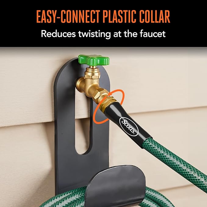 Scotts 75 ft. Garden Hose – 5/8 in. Diameter, 4-Ply Construction, 300 PSI, High-Pressure, Easy-to-Coil Water Hose with Crush-Resistant Couplings, Easy to Connect for Lawn and Garden Use