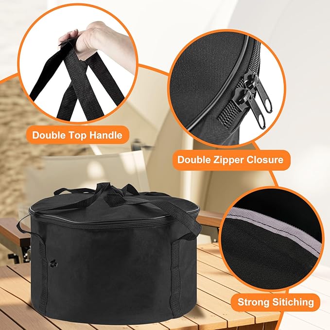 21" Carry Bag and Cover Kit Replacement for Outland Firebowl, Portable Outdoor Propane Gas Fire Pit Bag with Padded Handles, Fire Pit Carry Case Water-Resistant