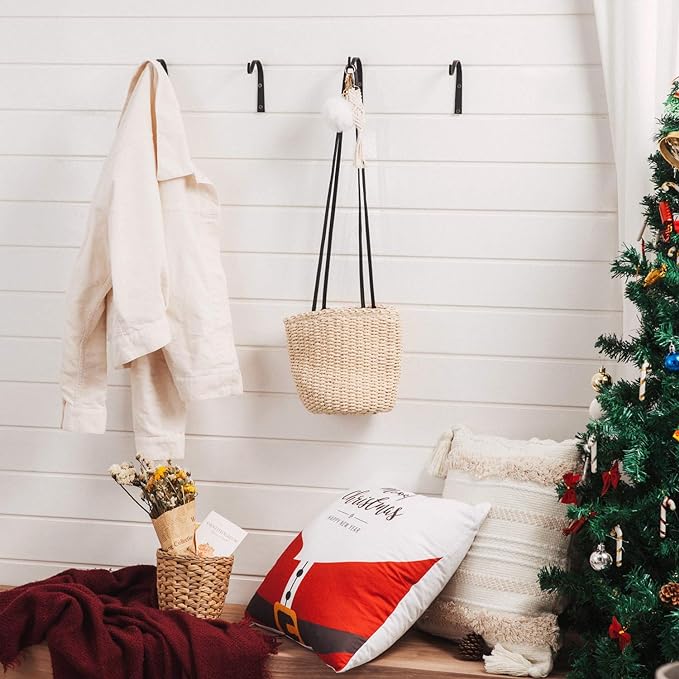 Mkono 4 Pack Iron Wall Hooks for Hanging Plant Lanterns, Plant Hanger Fence Metal Bracket for Bird Feeders, Wind Chimes, Mason Jar Sconces, Light Outdoor Indoor Rustic Home Decor, 6 Inch