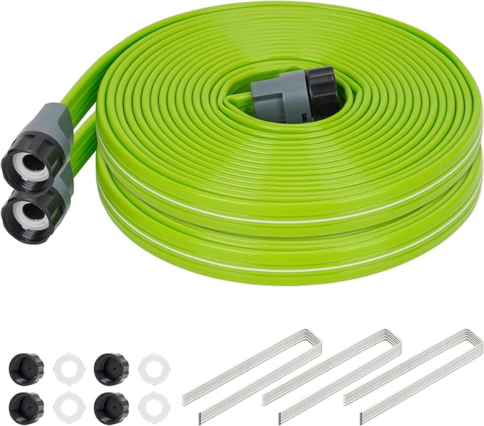 Sprinkler Soaker Hose 25FT 2Pack, Watering Hose with Holes, High-Efficiency Sprinklers System for Garden and Lawn with Staples