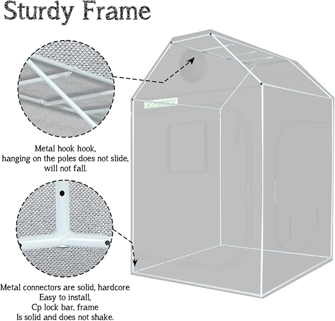 zazzy Grow Tent 48"x48"x72" Roof Cube Plant Grow Tents with Observation Window and Removable Floor Tray for Indoor Plant Growing Seedling 4x4