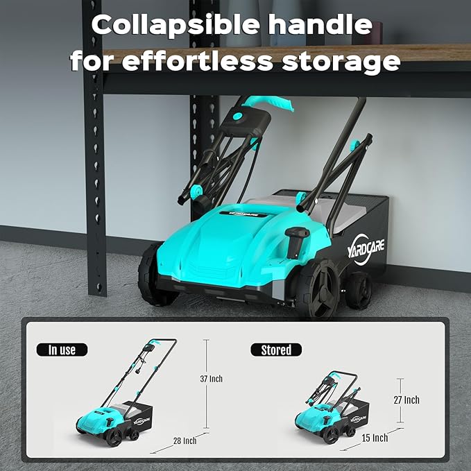 2-in-1 Electric Dethatcher & Scarifier, 13-Inch Electric Lawn Dethatcher with 4-Position Depth Adjustment, 8 gal Thatch Bag, Gray