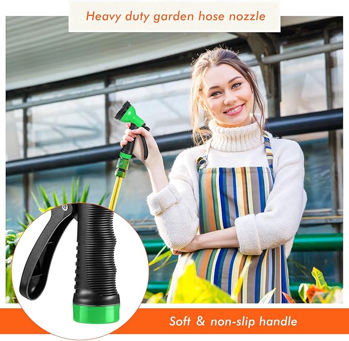 8 Pcs Garden Hose Nozzle Sprayer 10 Adjustable Watering Patterns Heavy Duty High Pressure Water Gun for Watering Plants Washing Cars and Showering Pets