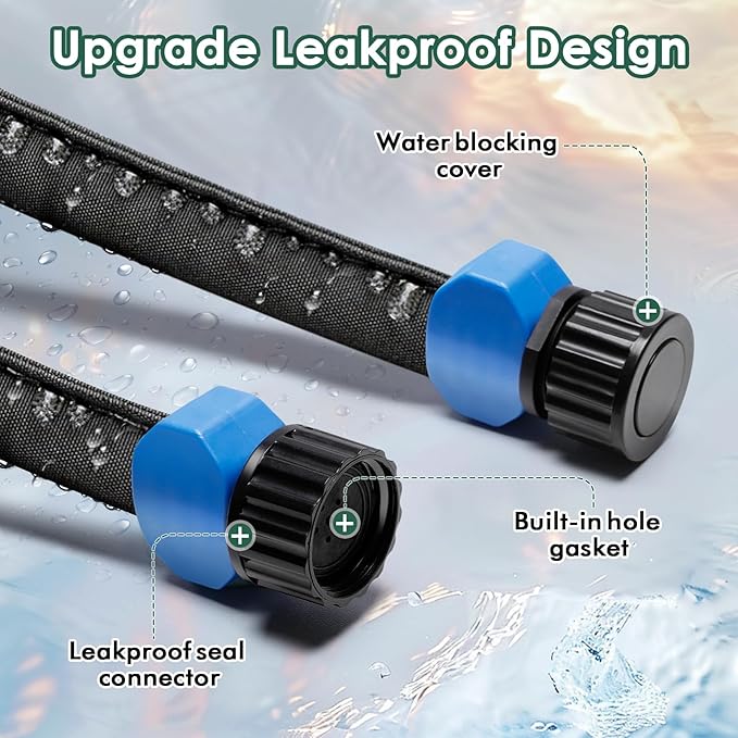 IPOW Thicken 25 ft + 25 ft Heavy Duty Double Layer Design Saves 80% Water Leak Proof Soaker Hose, Drip Watering Hose for Garden, Lawn, Flower Bed, Vegetable Field