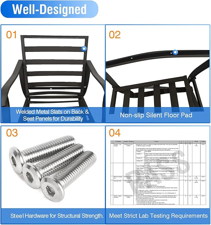 Casualstay Patio Chair Set of 2 Rocking Chairs with Comfortable Super Thick Back&seat Cushion,Durable Steel Frame Good Choice for Outdoor, Indoor,Home,Bistro Conversation Occasions