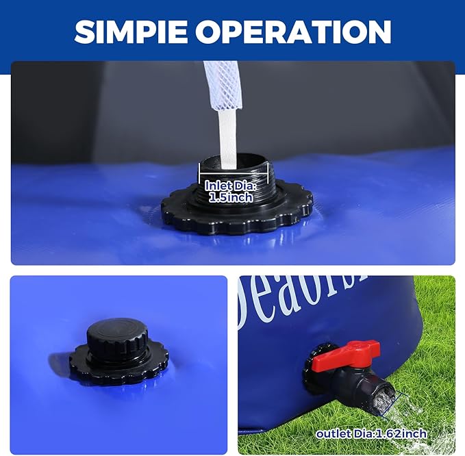 Water Storage Bladder with Two Different Sizes of Water Pipes,Portable Large Capacity Water Bladder Tank,63gallons, Foldable Water Storage Tank for RV,Camping, Agricultural Irrigation,Garden Watering