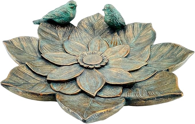 Bird Feeder Wild Bath Bowl Outdoors Antique Outdoor Garden Bird Bath Resin Birdbath Bowl with Vintage Ornament for Outside Yard Table Decor