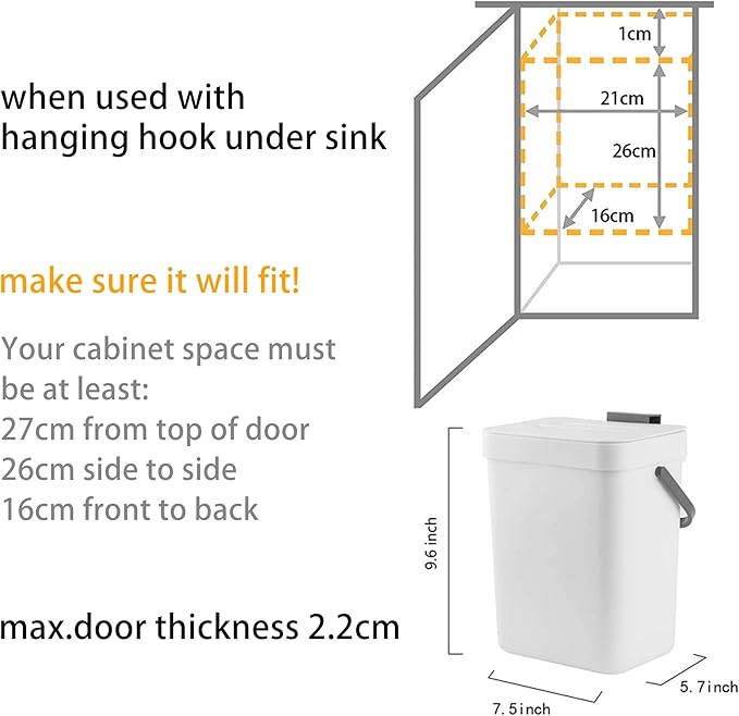 stonespace Small Kitchen Trash Can with Lid, Compost Bin Indoor Kitchen Sealed, Under Sink Trash Can, 5 L/1.3 Gallon Plastic Trash Bin, Green