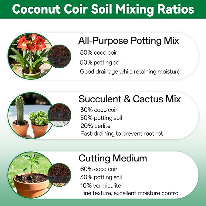 ZeeDix 12 Pcs Premium Coco Coir Brick- Natural Compressed Coconut Coir Bricks Coco Coir Fiber Potting Soil with Low EC and pH Balance, 100% Organic Coconut Coir for Plants Gardening Herbs Reptiles