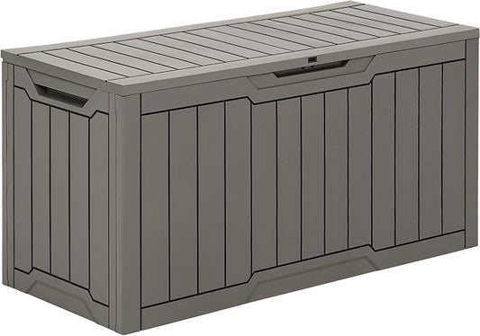YITAHOME 80 Gallon Outdoor Storage Box, Large Water Resistant Resin Deck Box, Indoor Outdoor Lockable Storage Container for Patio, Garden, Cushions, Tools, Equipment (Taupe)
