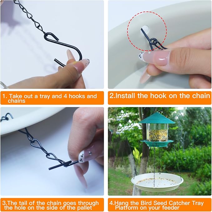 Bird Seed Catcher Tray Platforms 12" Bird Feeders Big Hanging Trays Platform can be Used for Most Feeders to Catch Dropped Seed and Shells for Outdoor Courtyard Gardens to Attract Birds (2PCS)