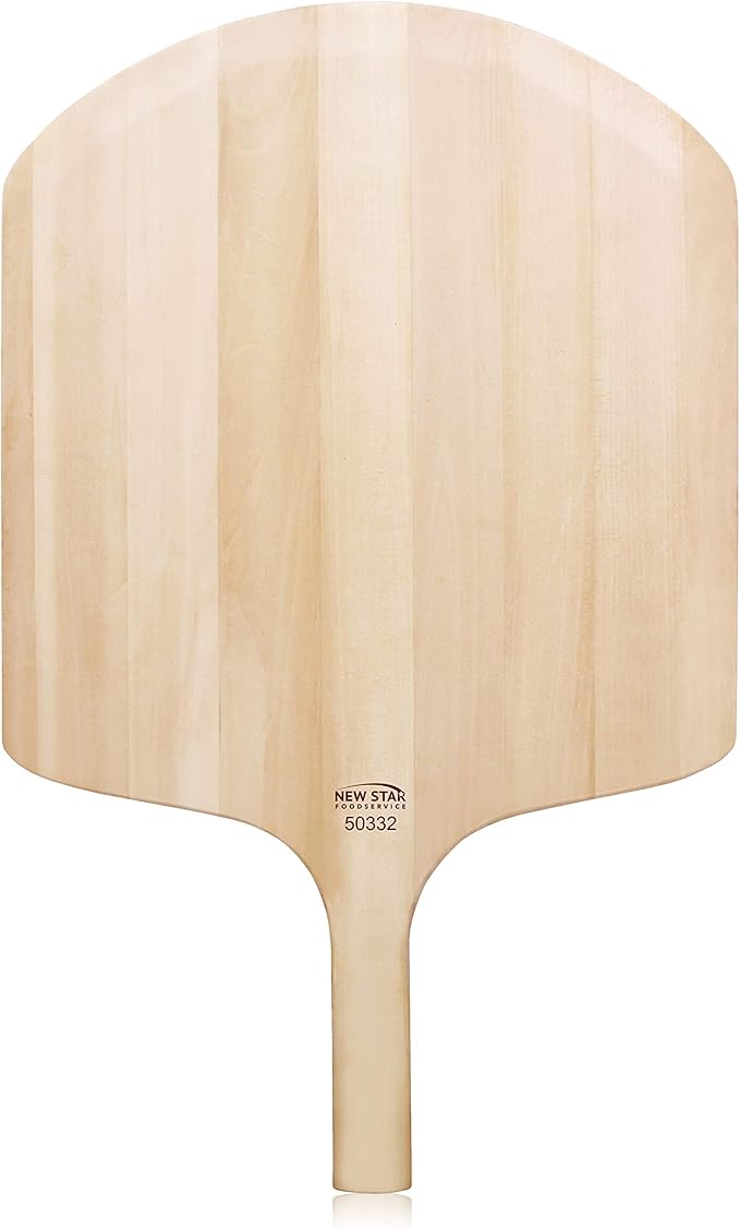 New Star Foodservice 50332 Restaurant-Grade Wooden Pizza Peel, 18" L x 16" W Plate, with 8" L Wooden Handle, 26" Overall Length