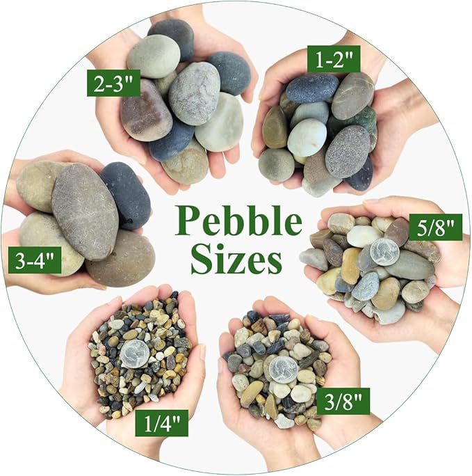 10lbs Natural River Rocks for Plants, 3/8" Aquarium Gravel Decorative Polished Mixed Pebbles for Fish Tank, Gardening, Flower Pots, Vase Fillers, Indoor Water Fountains, Landscaping