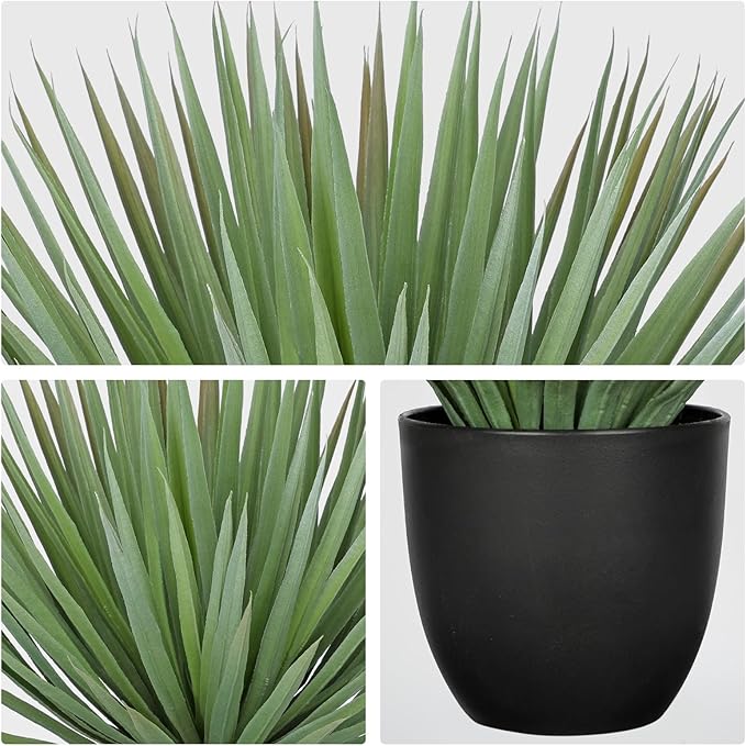 Briful Artificial Agave Plant – 18.1" Tall Faux Agave Plants in Black Pot, Realistic Fake Tropical Plants for Indoor and Outdoor Decor, Artificial Plants for Home, Office, Patio, Garden Decoration